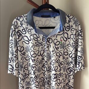 Greyson White and Blue Polo Shirt with Elegant Pattern
